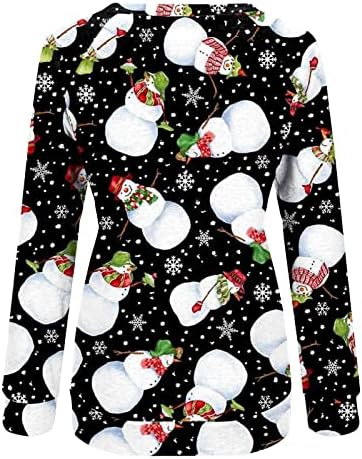 Camisas de árvore de natal Swrowesi para mulheres de moda casual de Natal redondo pescoço de outono de manga longa