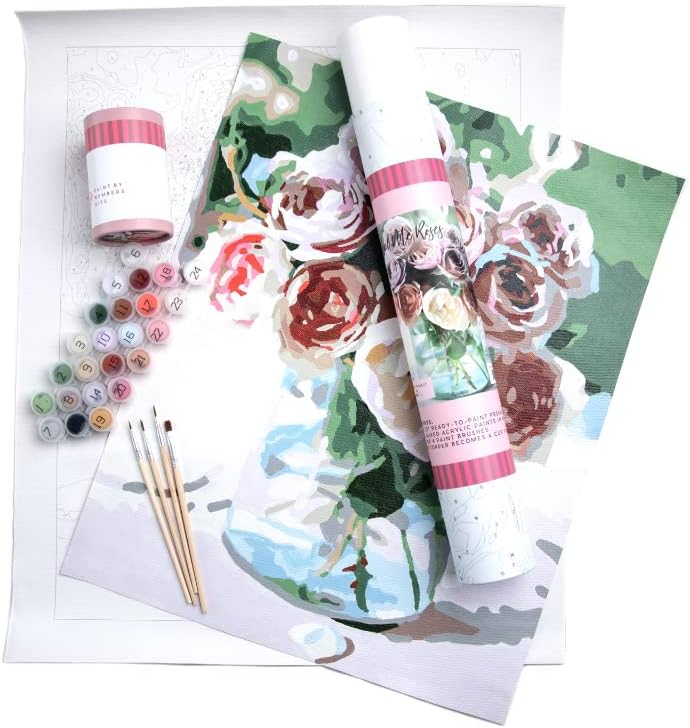Kits rosa Picasso Kits Botânicos Floral DIY Pintura por números para adultos, 16x20
