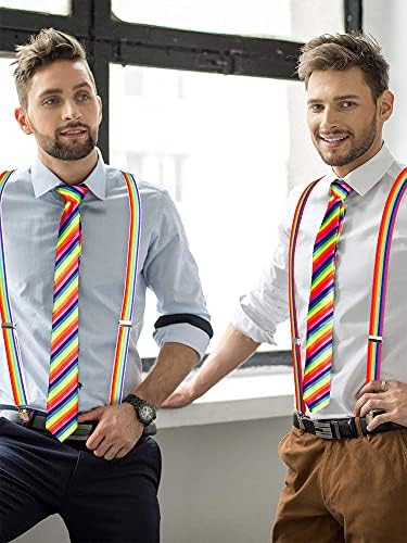 Conjunto de gravata borboleta suspensa Clipe em Y Shape Ajuste ajustável, suspensórios dos anos 80 Suspenders ombro para