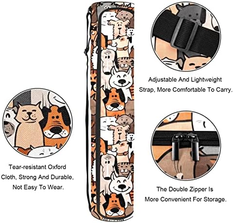 Transportador de saco de tapete de ioga com alça de ombro ajustável, animal de cachorro de gato, 6,7x33.9in/17x86 cm de mato de