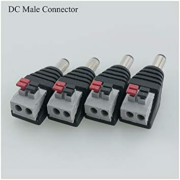 DC Male Machone Jack Connector Adaptador Adaptador INSTALAÇÃO APLICAÇÃO A 3528 5050 Câmera de luz de luz LED de led de led de cor única, conector masculino