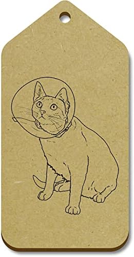 Azeeda 10 x 'gato usando cone' 66mm x 34mm Tags de presente