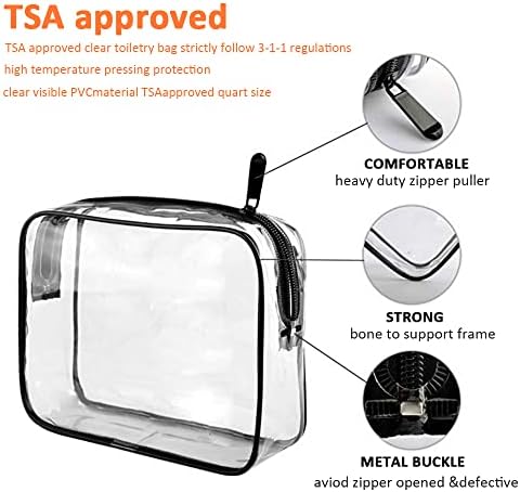 Ideep Bolsa de higiene pessoal transparente, bolsa de viagem de 3 pacote Tamanho do quart