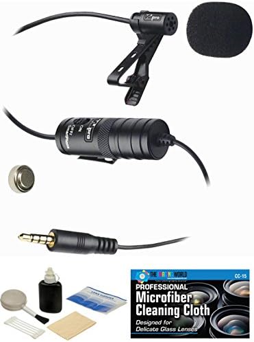 Microfone Lavalier externo com pacote de cabos de áudio e acessórios de 20 'para hdr-mv1, hdr-pj540, hdr-cx455, hdr-cs675 hd video camecorders