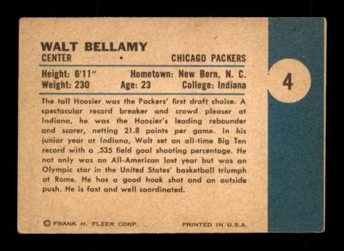 4 Walt Bellamy RC HOF - 1961 Fleer Basketball Cartball Classificou VG - Cartões de basquete não assinados