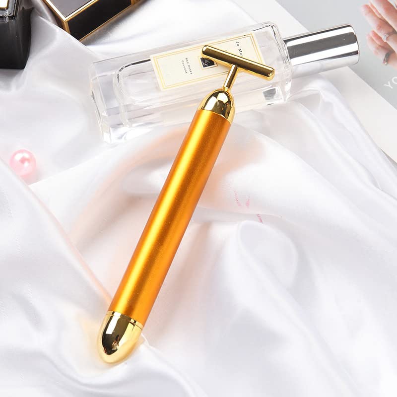 Adilaidun 24K Gold Beauty Massage Stick em forma de T em forma de fé elétrica Firming Massager24k 黄金 按摩棒 按摩棒 t 型 电动 面部