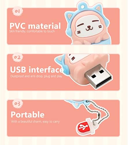 Cartoon USB Flash Drive, USB2.0 Animal Flash Drive Flash Memory Stick, USB Drive Penn Drive Drive de alta velocidade Pen Drive Storage, forma de padrão de gato