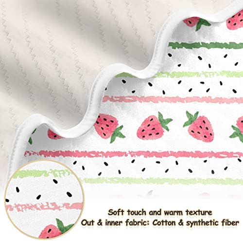 Cataku Pink Stripes Strawberry Watermelon Baby Clanta para meninos meninas Cotores de algodão Cito de cobertores Cama Planto de bebê quente e quente para carrinho de bebê para carrinho de berço 30 x 40