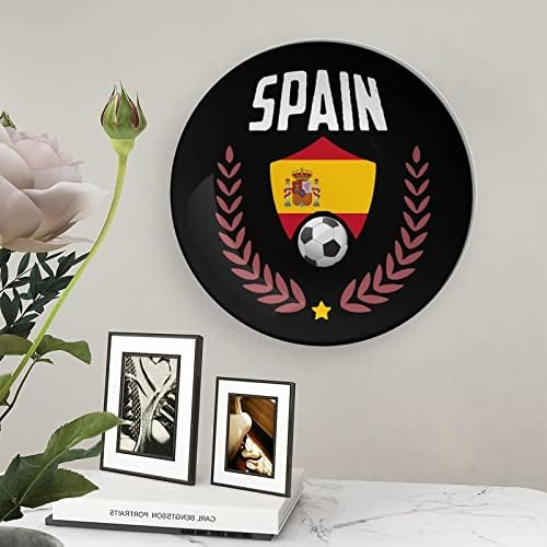 Espanha futebol de futebol pardo estampado china china placas redondas de pratos redondos artesanato com exibição para o