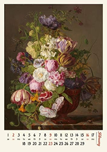 Calendário de parede 2023 [12 páginas 8 x12] flores de flor ainda vitalícia por Jan Frans Van Dael Vintage Antique Art Museum Pintura