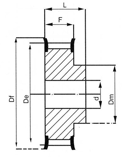 Ametric 16H300 ANSI Polia de tempo com flange, 16 dentes.8125 polegadas +/- 1/16 Bore piloto, 2,49 polegadas de diâmetro