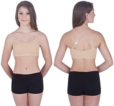 Clementine Apparel - Girls Clear Destactable Straps Dance Bra inadequado e sem costura