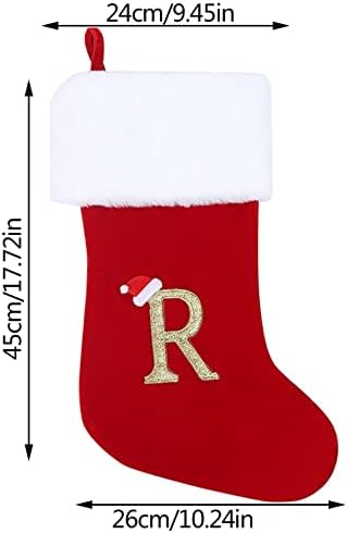 Monogram de meias de Natal estocando a decoração de meia personalizada clássica para o ornamento de sino de férias em família