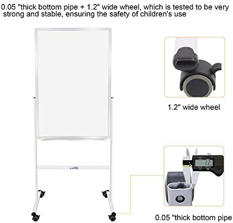 24 x36 placa de apagamento a seco com stand - altura ajustável lado duplo lado móvel rolando quadro branco sobre rodas para casa,