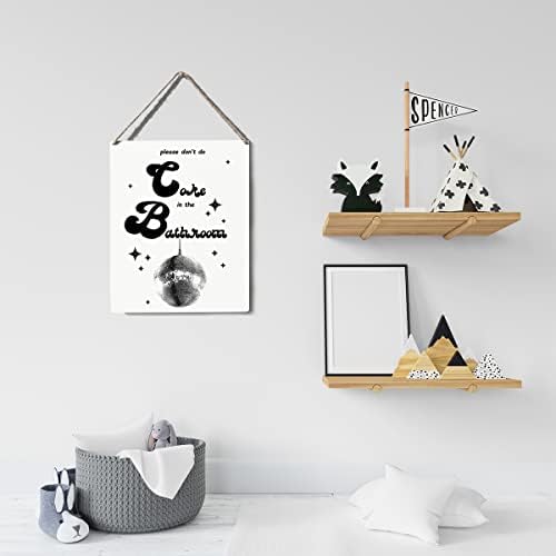 Decoração engraçada de banheiro no banheiro Citação de madeira Placa Placa Posters pendurados Posters de arte 8 ”x10” decoração de casa rústica