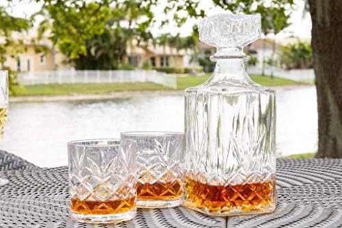 Arte da royalty Kinsley Whisky Glasses Set com Decanter for Scotch, Bourbon, Cognac e Licor, clássico 5-PC. Pacote de vidro