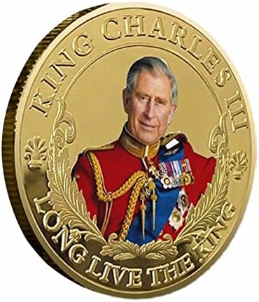 Moeda de coronação de Naysku King Charles, rei Carlos III Metal Comemorativo Coin Britânico, Rei Britânico Estéreo Impressão em cores,