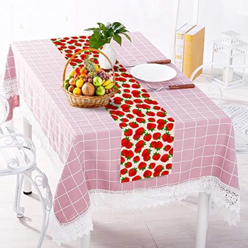 Linen Strawberry Table Runner Summer Sweet Berry Birthday Birthday Charf Church Home Dinning Room Decoração