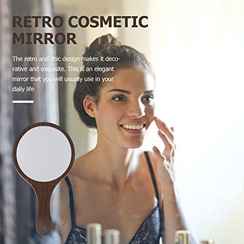 Espelhos beauuptty espelho de maquiagem de maquiagem portátil espelho de madeira portátil espelho retrô espelho de bolso espelho de viagem ao ar livre para mulheres senhoras amarelas espelho de madeira redonda espelho redondo