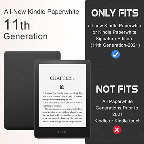 Cobertão de Cobak para Kindle Paperwhite com Stand - Tampa de couro PU durável com acordar de sono automático, slot de cartas, recurso de correia de mão - se encaixa no Kindle Paperwhite 11th Generation 6.8 e na Signature Edition