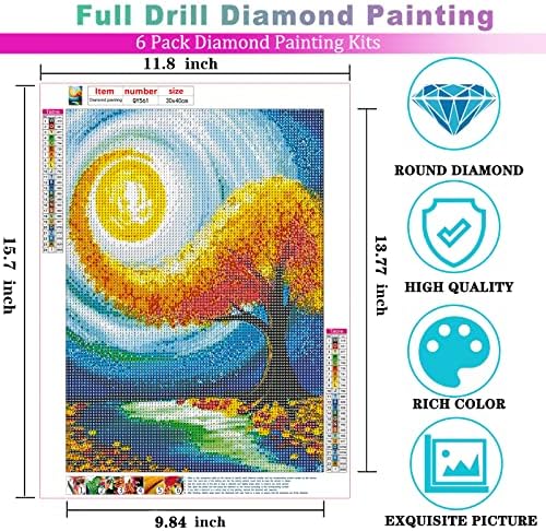 6 pacote kits de pintura de diamante pinturas de arte de diamante para adultos paisagem diy diamante Dotz para crianças iniciantes redonda 5d full drill gem art artesan para decoração de parede em casa