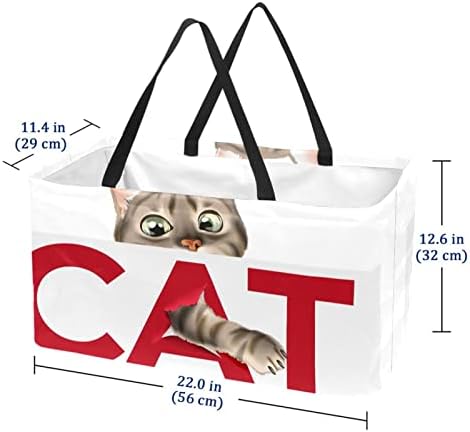 Cesta de compras reutilizáveis ​​gatos fofos portátil dobrável piquenique sacolas de piqueniz