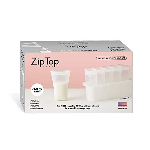 Zip Top reutilizável Platinum Silicone Merma Storage, fabricado nos EUA - conjunto de bolsas de 6 + bandeja