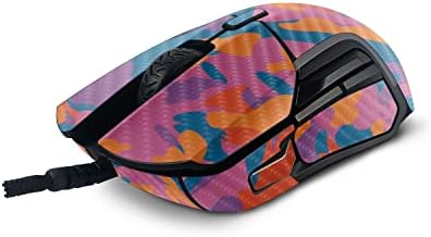 Mightyskins Fibra de carbono compatível com a SteelSeries rival 5 Mouse de jogos - Camouflagem Pop | Acabamento protetor de fibra