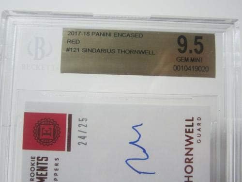 17-18 Panini envolto em Sindarius Thornwell Red Rookie RC Auto D 24/25 BGS 9,5 GMT - Basquete Cards de estreia autografados cortados