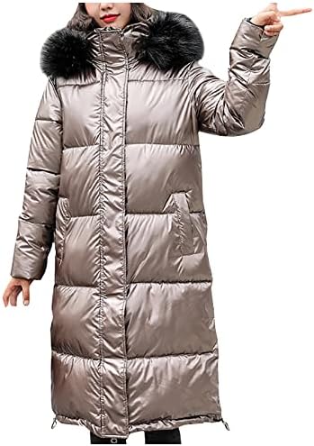 Mulheres exageradas de inverno quente com capuz de jaqueta esbelta grossa e longa sobretola longa casaco