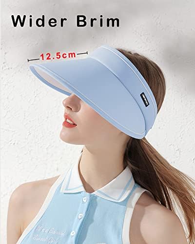 Camstic Women Feminino Proteção UV Resistente ao vento Brim Brim Sun Visor Hat