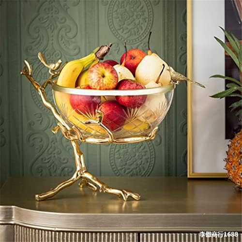 CuJux Fruit Plate Decoração de ornamentos domésticos bandeja de frutas cesto de bronze vidro de placa de frutas de luxo de luxo