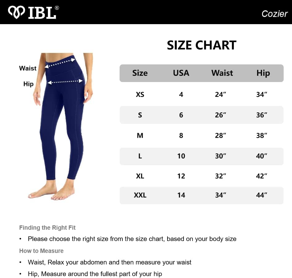 Ibl feminino spandex amanteigado perneiras macias de ioga de cintura alta com calças com bolsos 27