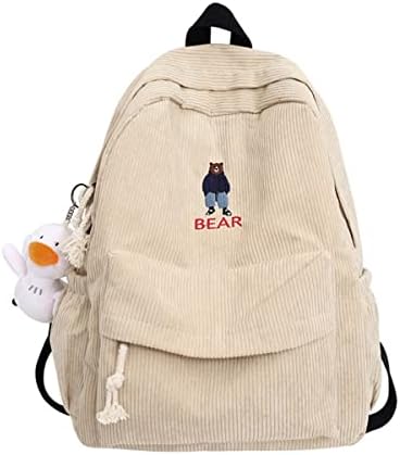 Mackpack da Escola Corduroy MBVBN, mochila de laptop de viagem casual, Backpbag fofo de estudante para mulheres