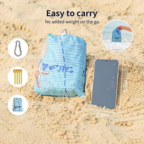 Cobertor de bolso à prova d'água à prova d'água da praia nabiye, 79 '' × 79 '