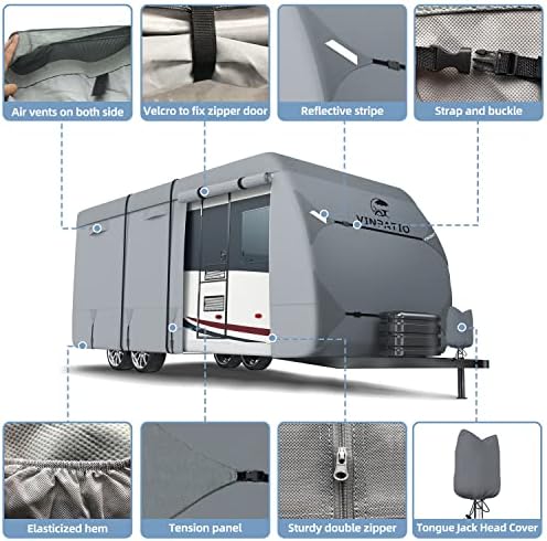 Tampa de Vinpatio RV, 7 camadas RV para serviços pesados ​​e tampa do trailer, encaixa a capa de campista de trailers de 35'-38 '