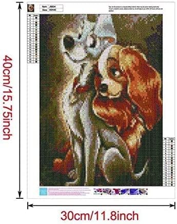 Cherie Lady and the Tramp Diamond Painting Kit para adultos, 5D Drill Full Drill Diy Arts & Crafts Bling Artwork