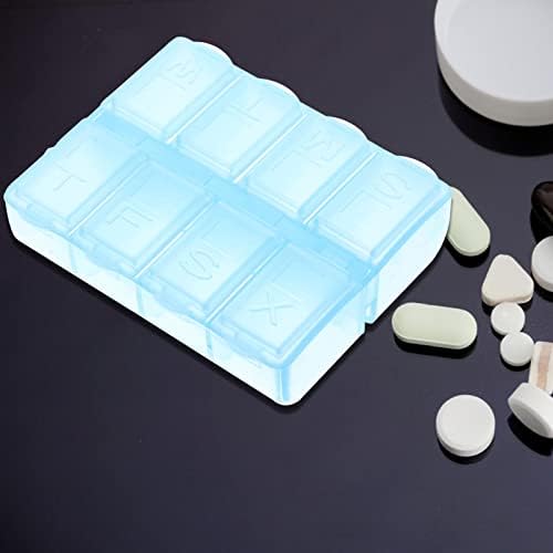 Acessórios para viagens aquecidos Organizador Caixa 5pcs Caixa diária de comprimidos 8 Compartimentos Organizador de comprimidos Caixa de comprimidos compacta Pílulas de remédios para viagens Blue Sealable Recipientes