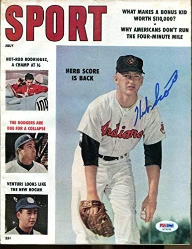 Herb Score assinou 1958 Revista Sport Magazine autografada Os índios ex/mt NICE PSA/DNA - Revistas MLB autografadas