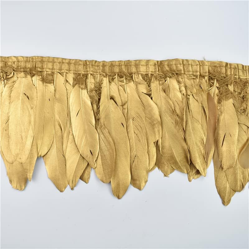 Zamihalaa - 2 metros/lote de penas de ganso de prata de ouro em fita adesivos de fita adestradores de penas de ponta de finge roupas
