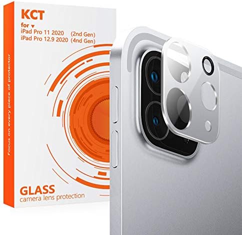 [2 pacote] Protetor de lente da câmera KCT Compatível com iPad Pro 11 /iPad Pro 12.9 Glass HD Clear Anti-Scratch Anti-Smudges Anti-Breakage fácil instalação, nova versão para casos, prata