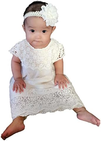 Vestido de batismo para bebês, vestido de renda de crochê