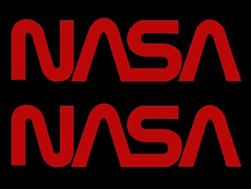 2 x NASA Logo Car Truck Laptop Notebook Adesivo Decalque de Janela 4 polegadas Vermelho