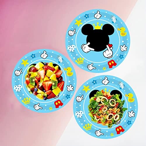 AMZPTBOY 40PCS Blue Mouse Festa de festas de aniversário Minnie Party Festies Placas de papel de mesa de mesa, pratos de