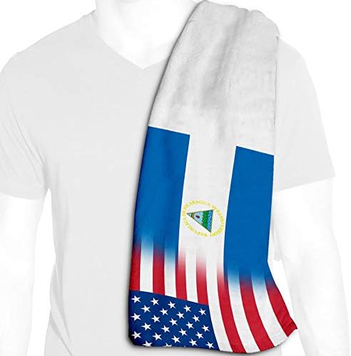 Toalha de resfriamento de microfibra expressitBest - 12in x 36in - bandeira da Nicarágua - Nicarágua bandeira com os EUA