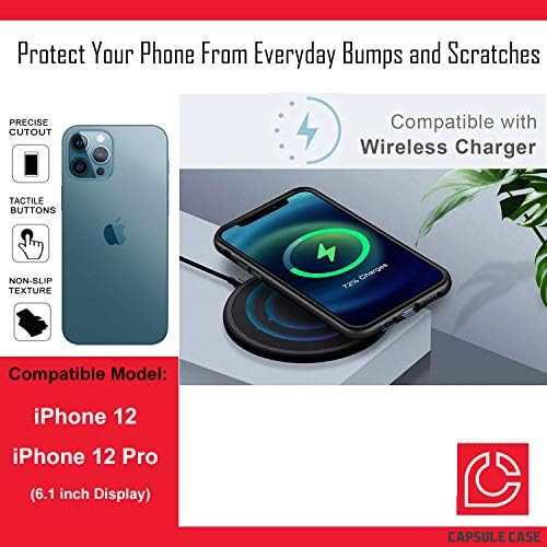 Ohiya Case Compatível com o iPhone 12 Pro [Proteção militar Proteção à prova de choque de choque para o coldre de kickstand protetor Tampa de caixa preta] para iPhone 12 Display de 6,1 polegadas