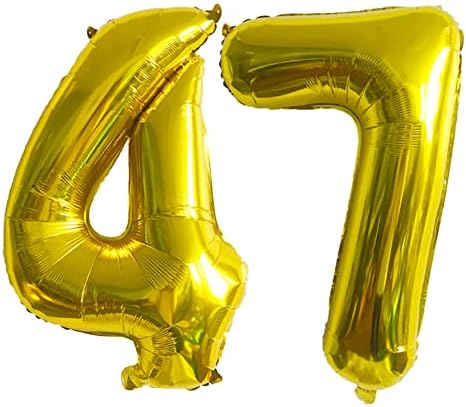Eshilp 40 polegadas Número de balão Balão Número de balão 47 Balão gigante do Jumbo Número 47 Balão para 47º aniversário de decoração de festa Celebração de graduação no casamento, ouro 47 Balão