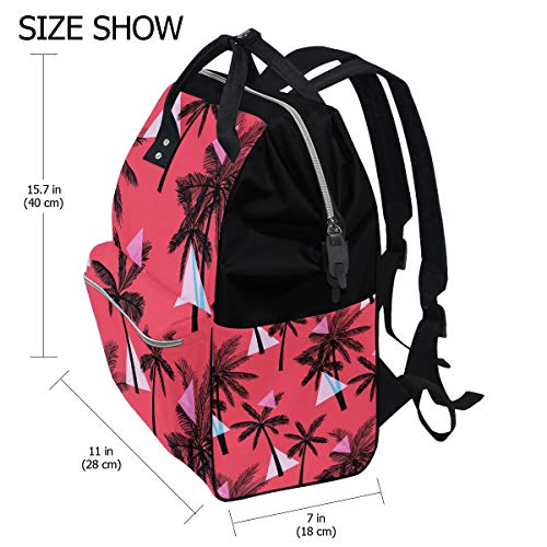 Backpack de mochila de bolsa de fraldas de grande capacidade para cuidados com o bebê, a árvore tropical PLAM TRAME