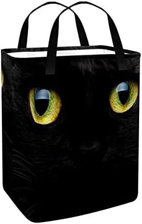 DJROW LAPUNDRY BIN Um gato preto CloseUp Grande Capacable Dobrable Rousper Turme com lixo de armazenamento para cobertores