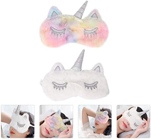 Besportble Unicorn Sleeping Eye Patches, 2pcs macio macio animal bote noturno cegos - cobertura ocular para mulheres garotas garotos